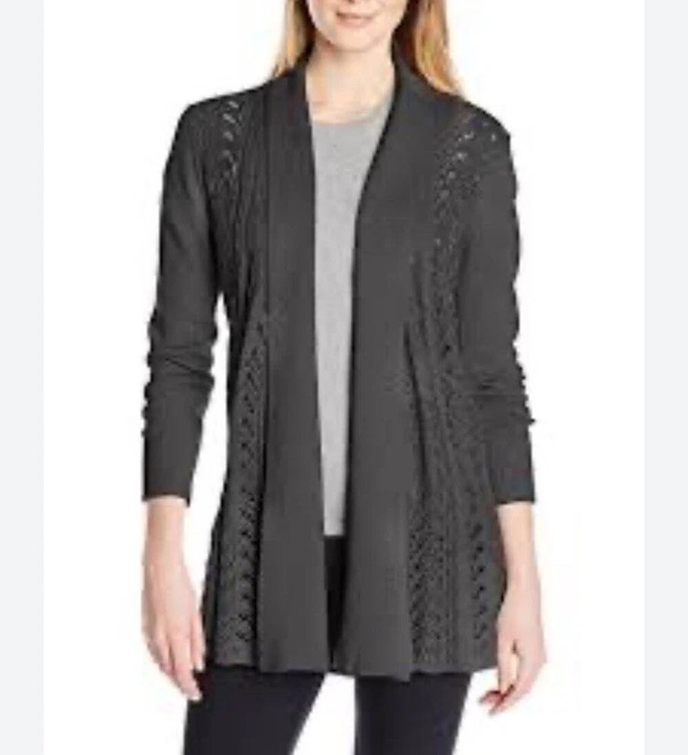 Royal Robbins Womens XS Black Open Knit Cardigan Sweater Long Sleeve Boho